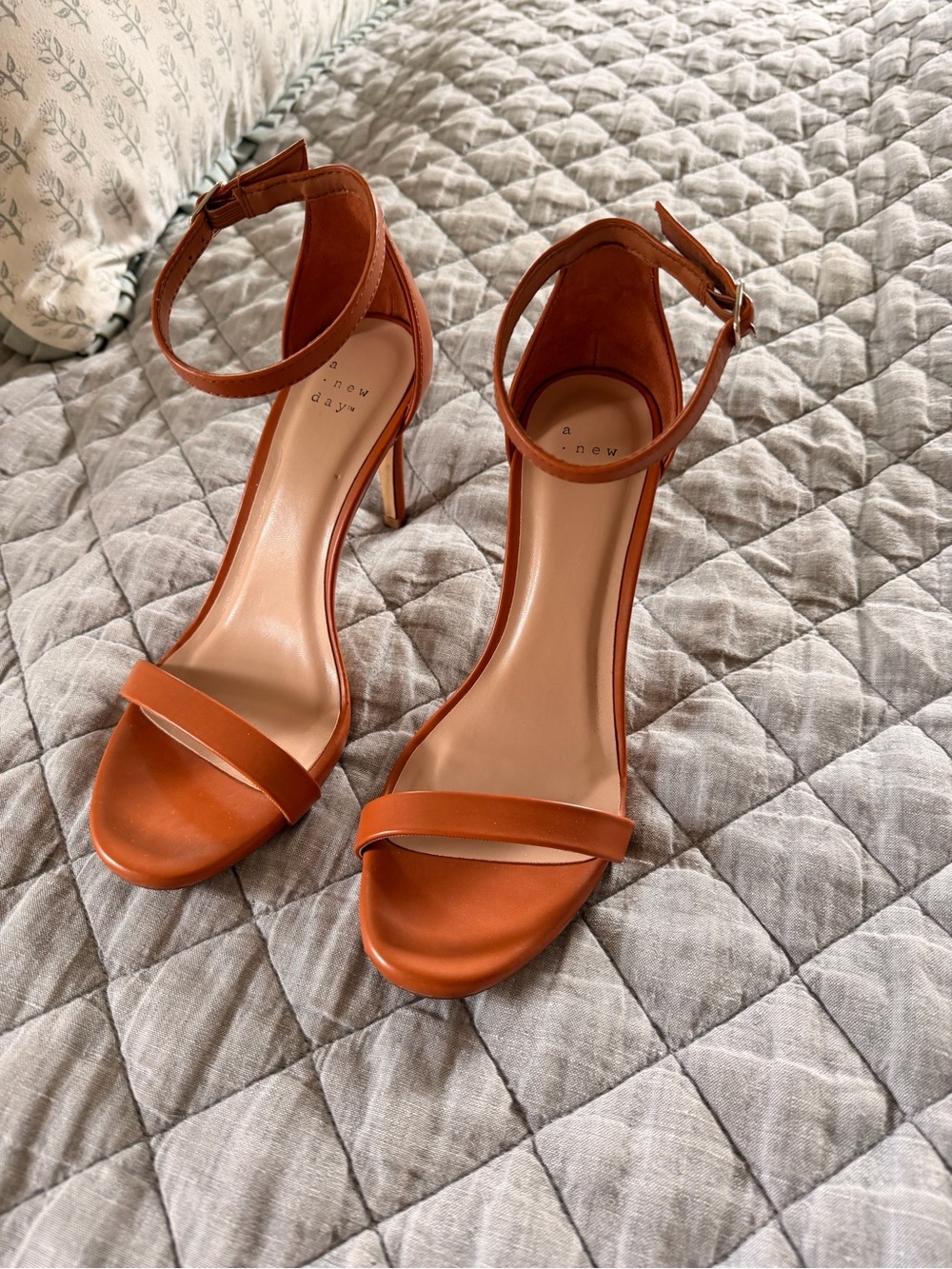 a new day Rust Orange Ankle Strap Stiletto Sandals